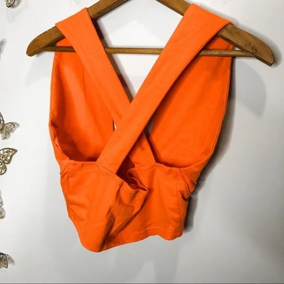 🦋🌙 SHEIN | Orange Criss Cross Strap Crop Top - Picture 9 of 10